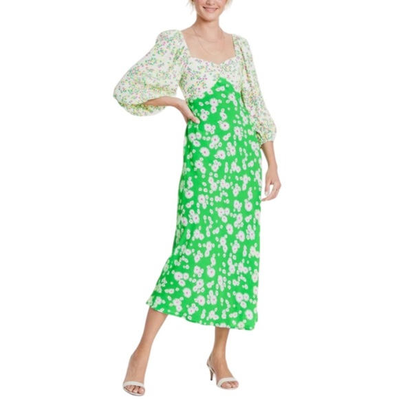 RIXO x TARGET Women’s Elegant Green Floral Midi Dress - Picture 1 of 15